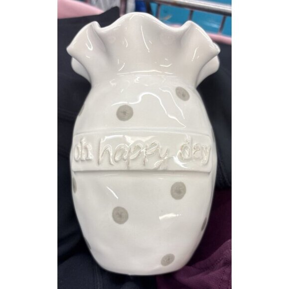 Oh Happy Day Vase Mudpie 5 1/2" x 4" - Picture 1 of 6